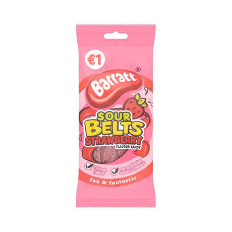 Barratt Sour Strawberry Belts 80g - EuroGiant