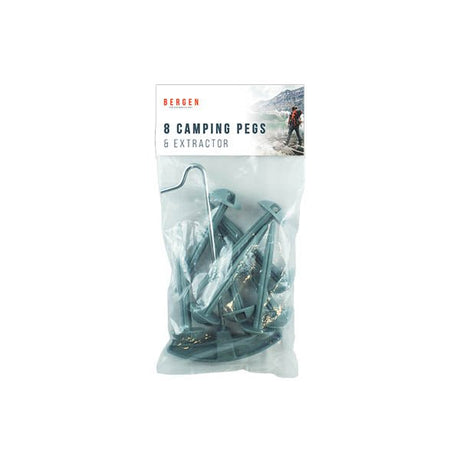 Bergen 8 Camping Pegs & Extractor - EuroGiant