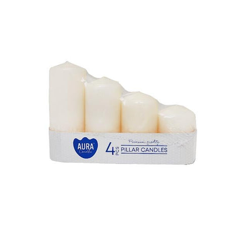 Bispol Pillar Candles Ivory 4 Pack Asst - EuroGiant