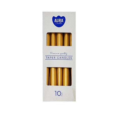 Bispol Taper Candles Gold Metallic 10 Pk - EuroGiant