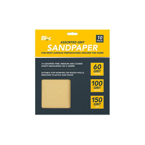Bloc Assorted Grit Sandpaper 10 Pack - EuroGiant