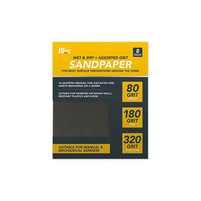 Bloc Wet & Dry Assorted Sandpaper 8 Pk - EuroGiant