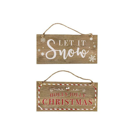 Christmas At Home Wooden Plaque 12x25cm - EuroGiant