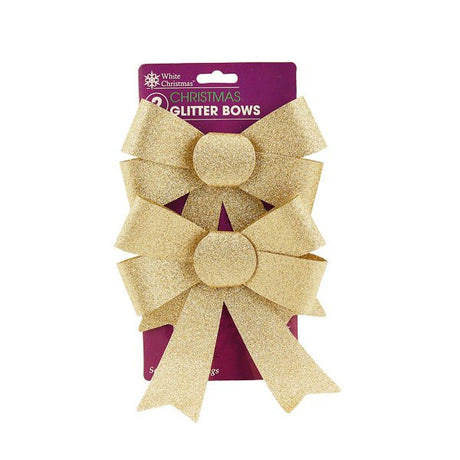 Christmas Glitter Bows 2 Pk - EuroGiant