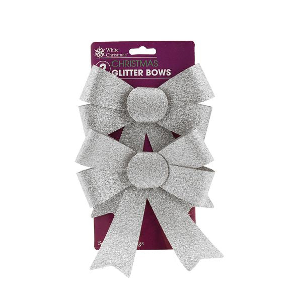 Christmas Glitter Bows 2 Pk - EuroGiant