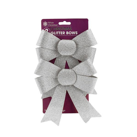 Christmas Glitter Bows 2 Pk - EuroGiant