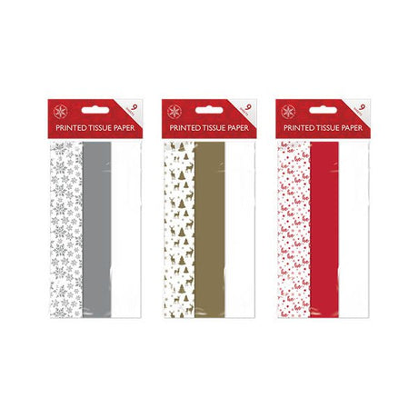 Christmas Printed Tissue Paper 9 Pack - EuroGiant