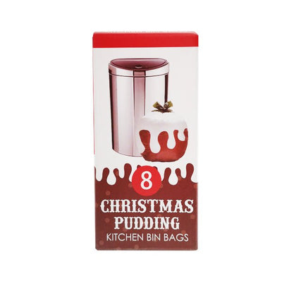 Christmas Pudding Kitchen Bin Bags 8 Pk - EuroGiant