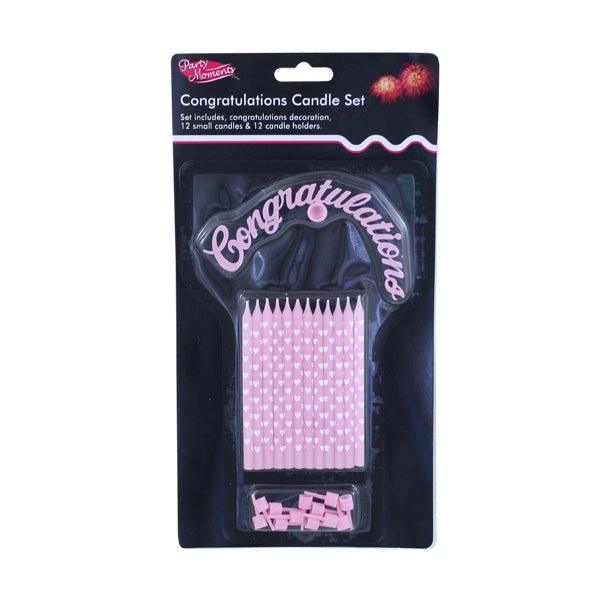 Congratulations Candle Set Pink 12 Pk - EuroGiant