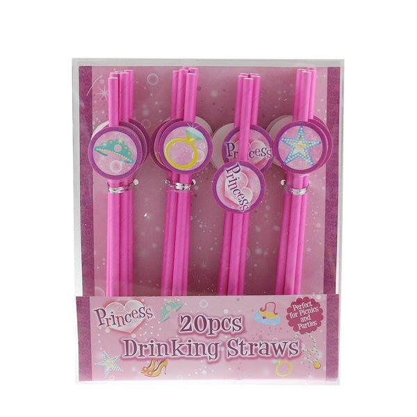 Drinking Straws Assorted Princess 20 Pk - EuroGiant