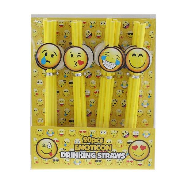 Drinking Straws Emoticon 20 Pk - EuroGiant