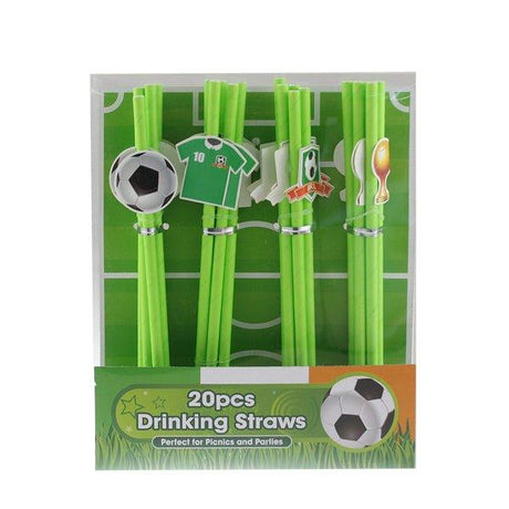 Drinking Straws Football 20 Pk - EuroGiant