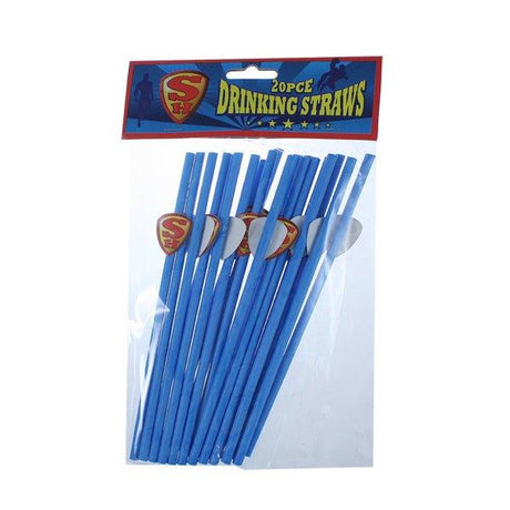 Drinking Straws Super Hero 20 Pk - EuroGiant