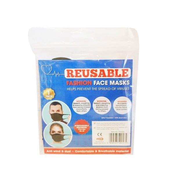Fashion Face Mask Reusable Black - EuroGiant
