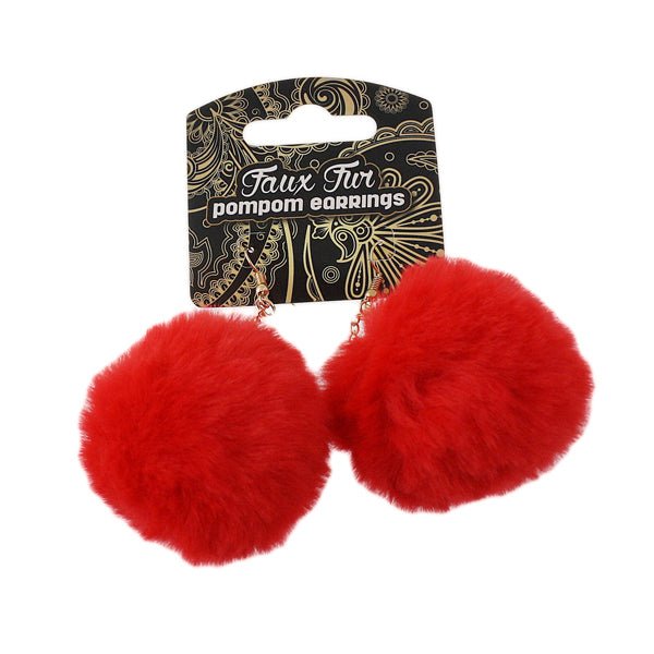 Faux Fur Pompom Earrings - EuroGiant