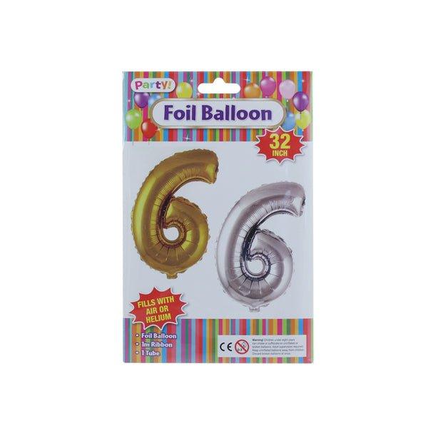 Foil Balloon 32 Inch Number 6 - EuroGiant