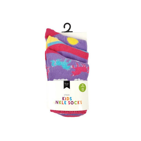 Girls Ankle Socks 3 Pk - EuroGiant