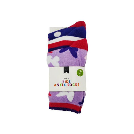 Girls Ankle Socks 3 Pk - EuroGiant