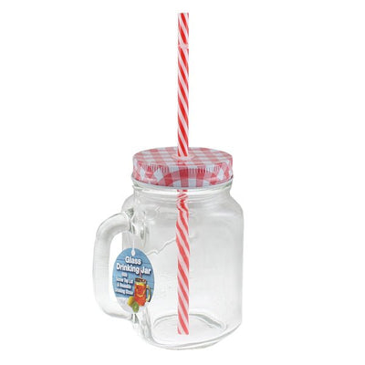 Glass Drinking Jar With Straw - EuroGiant