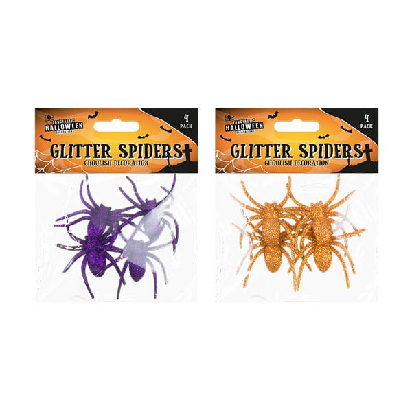 Glittery Decorative Spiders 4 Pk - EuroGiant