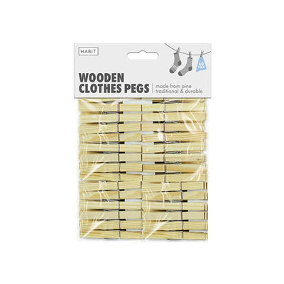 Habit Wooden Clothes Pegs 60 Pack - EuroGiant