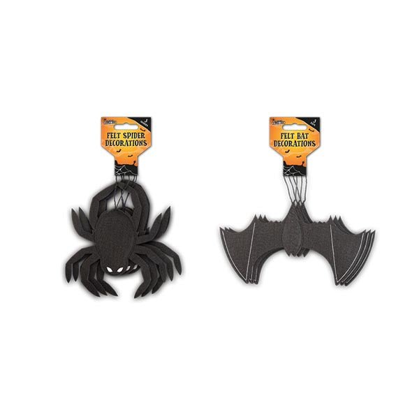Halloween Felt Spider Decorations 3 Pk - EuroGiant