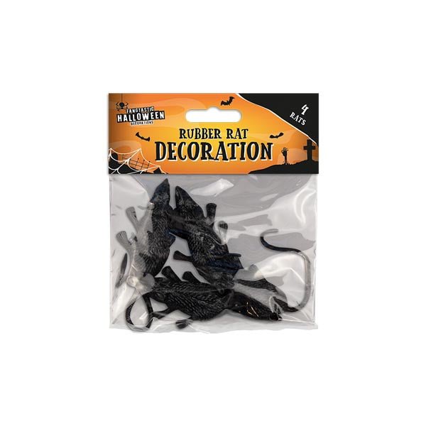 Halloween Rubber Rat Decoration 4 Pack - EuroGiant