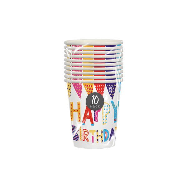 Happy Birthday Party Cups 10 Pack - EuroGiant
