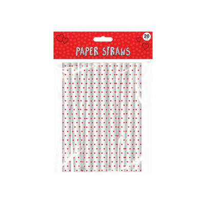 Heart Paper Straws 20 Pack - EuroGiant
