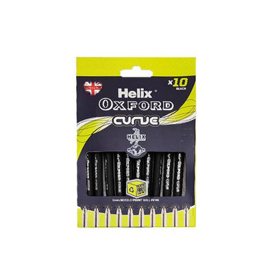 Helix Oxford Curve Pens Black 10 Pack - EuroGiant