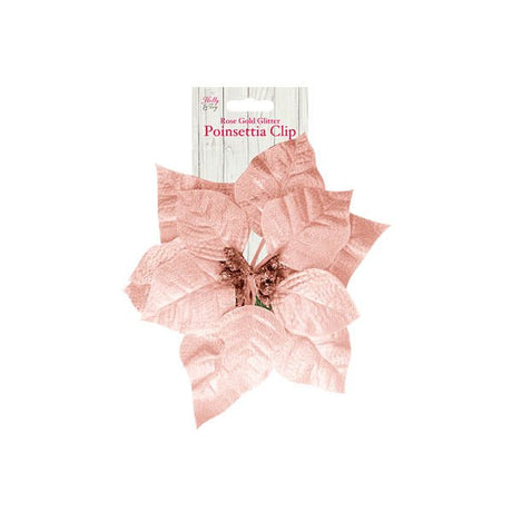 Holly & Ivy Glitter Poinsettia Clip - EuroGiant