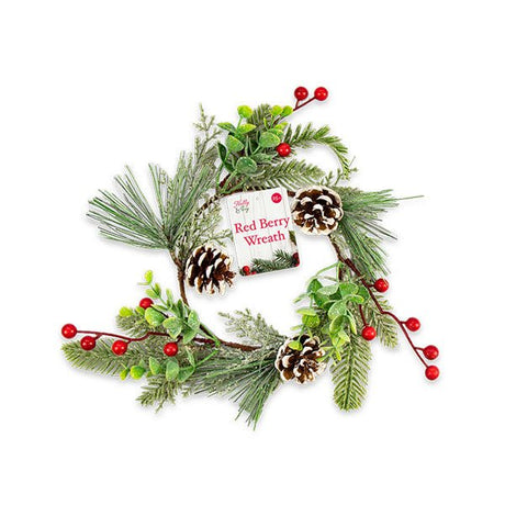 Holly & Ivy Red Berry Wreath 25cm - EuroGiant