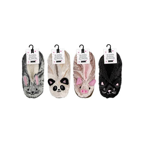 Ladies Sherpa Animal Slippers - EuroGiant