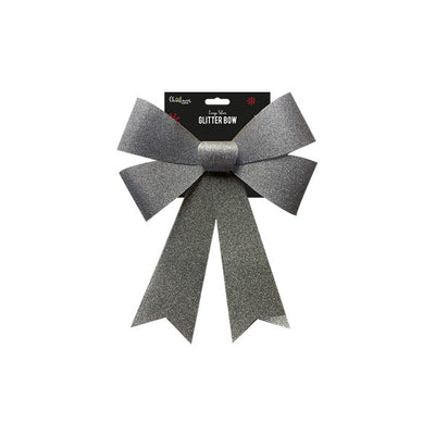 Large Silver Glitter Bow - EuroGiant