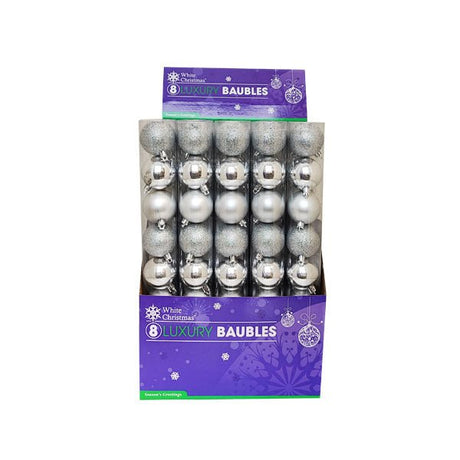 Luxury Baubles Silver 8 Pk - EuroGiant