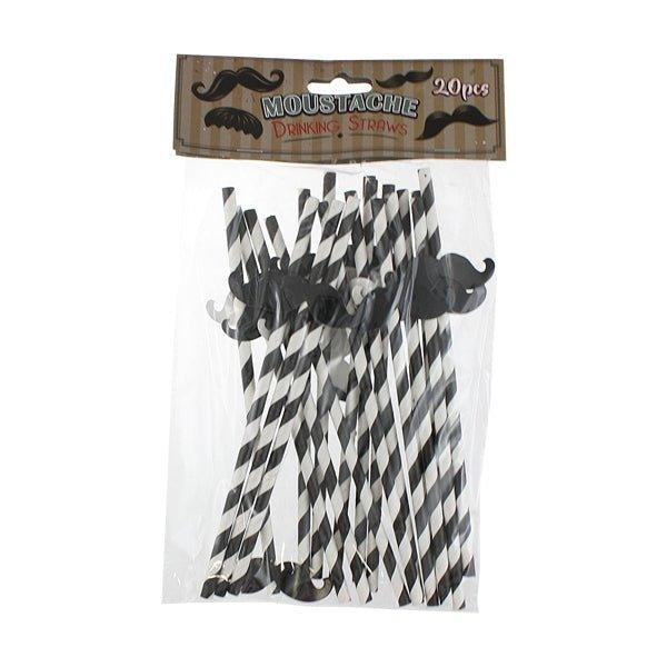 Moustache Drinking Straws 20 Pk - EuroGiant