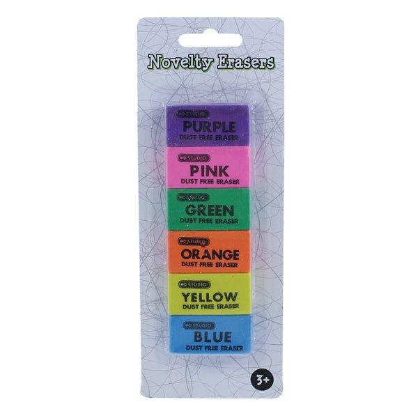 Novelty Erasers 6 Pk - EuroGiant