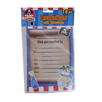 Party Invitations 16 Pk Pirate - EuroGiant