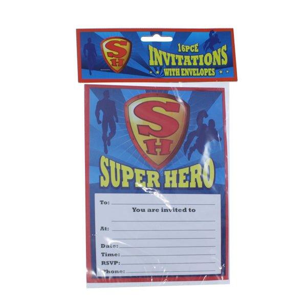 Party Invitations 16 Pk Super Hero - EuroGiant