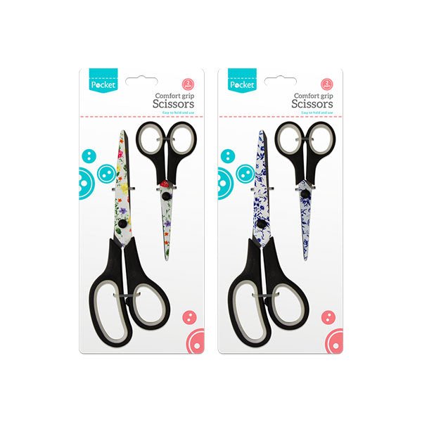Pocket Comfort Grip Floral Scissors 2 Pk - EuroGiant