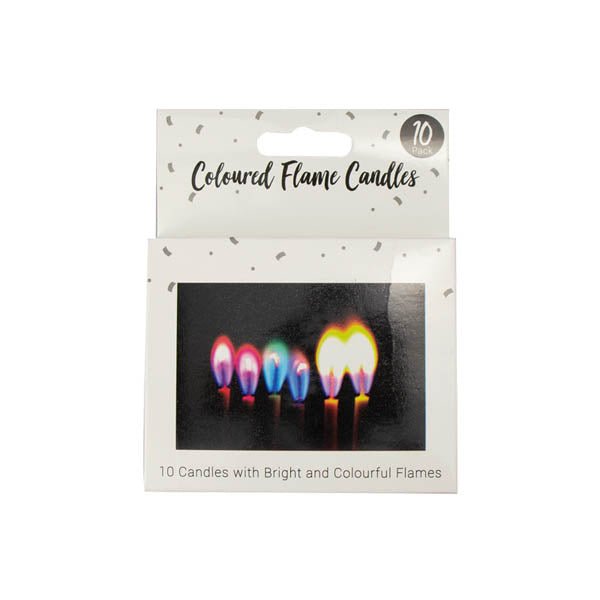 Pop Party Coloured Flame Candles 10 Pack - EuroGiant