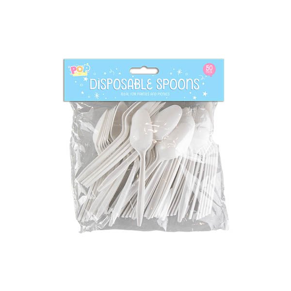 Pop Party Disposable Spoons 50 Pack - EuroGiant