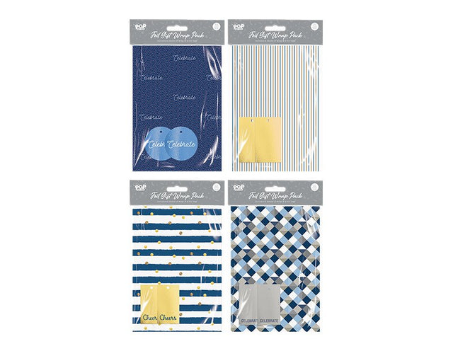 Pop Party Foil Gift Wrap Pack Mens - EuroGiant