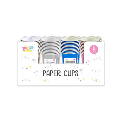 Pop Party Metallic Paper Cups 8 Pack - EuroGiant
