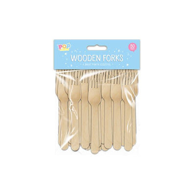 Pop Party Wooden Forks 50 Pack - EuroGiant
