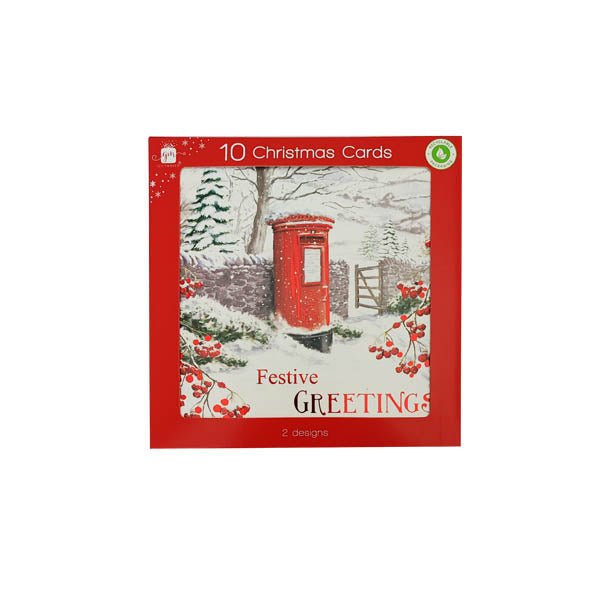 Postbox Christmas Cards 10 Pack - EuroGiant