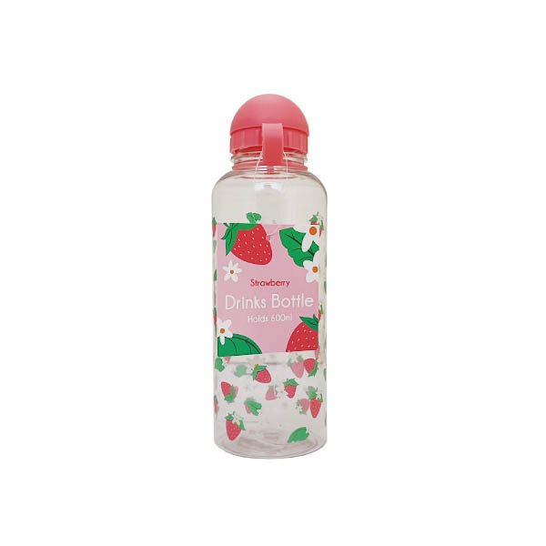 Printed Drinks Bottle Strawberry 600ml - EuroGiant