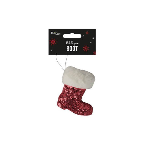 Red Sequin Boot Decoration 11cm - EuroGiant
