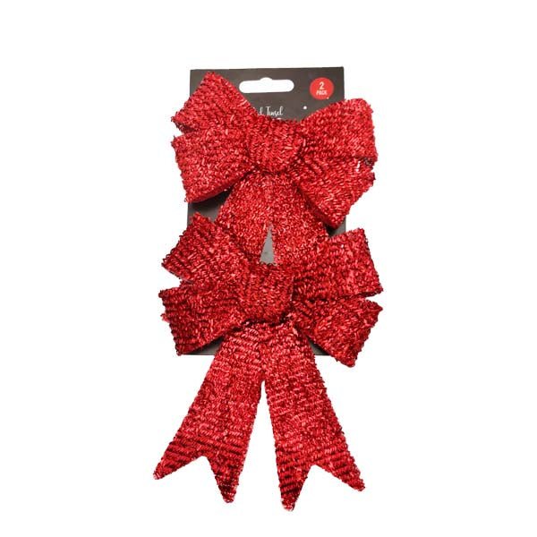 Red Tinsel Bows 2 Pack - EuroGiant