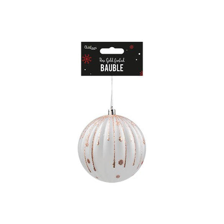 Rose Gold Frosted Bauble 10cm - EuroGiant